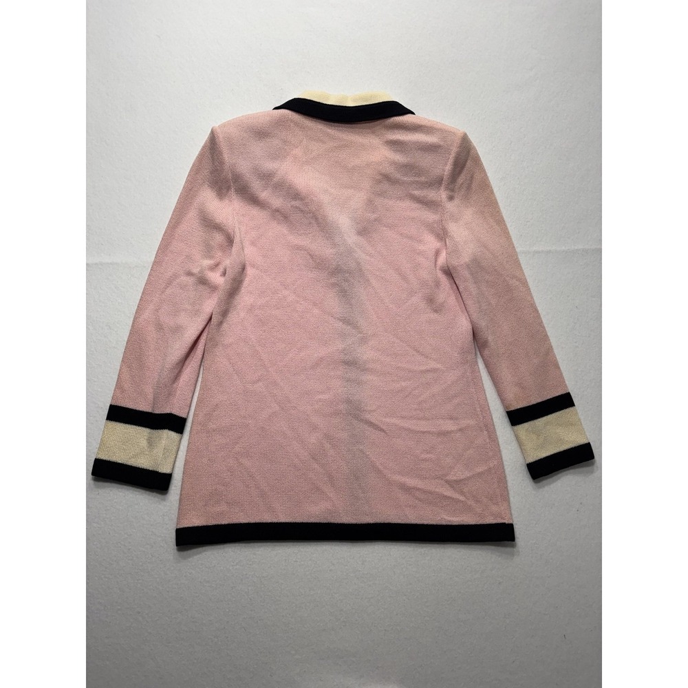 St. John Sweater Womens 6 Pink Collared Button Front Long Knit Cardigan - Picture 8 of 13